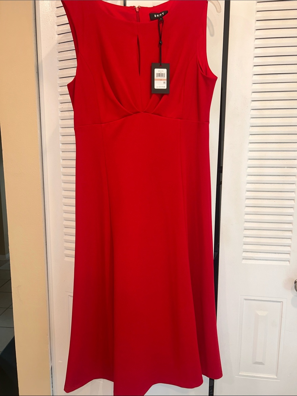 DKNY Bold Red Sleeveless Dress NWT